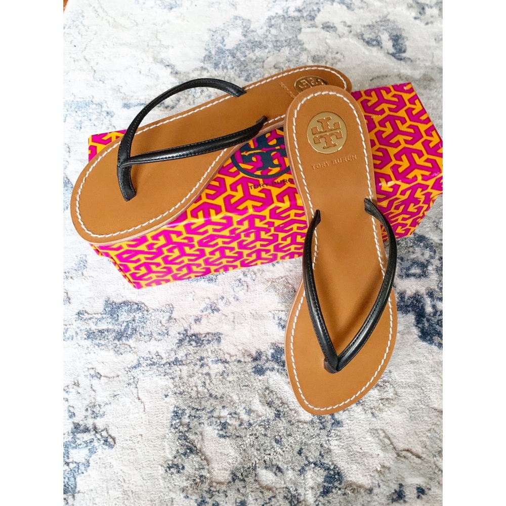NWB Tory Burch Abitha Black Vegan Leather Sandals
